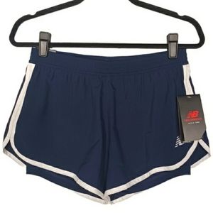 NEW BALANCE Dry Navy Blue White Side  Stripes Athletic 2.5" Inseam Shorts S NWT